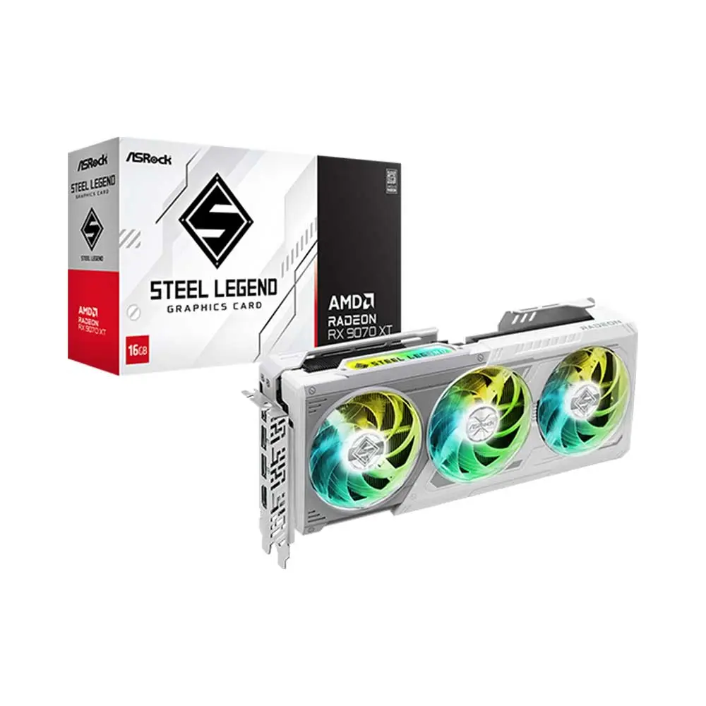 AsRock Radeon RX 9070 XT Steel Legend 16GB GDDR6 Graphics Card (RX9070XT-SL-16G)