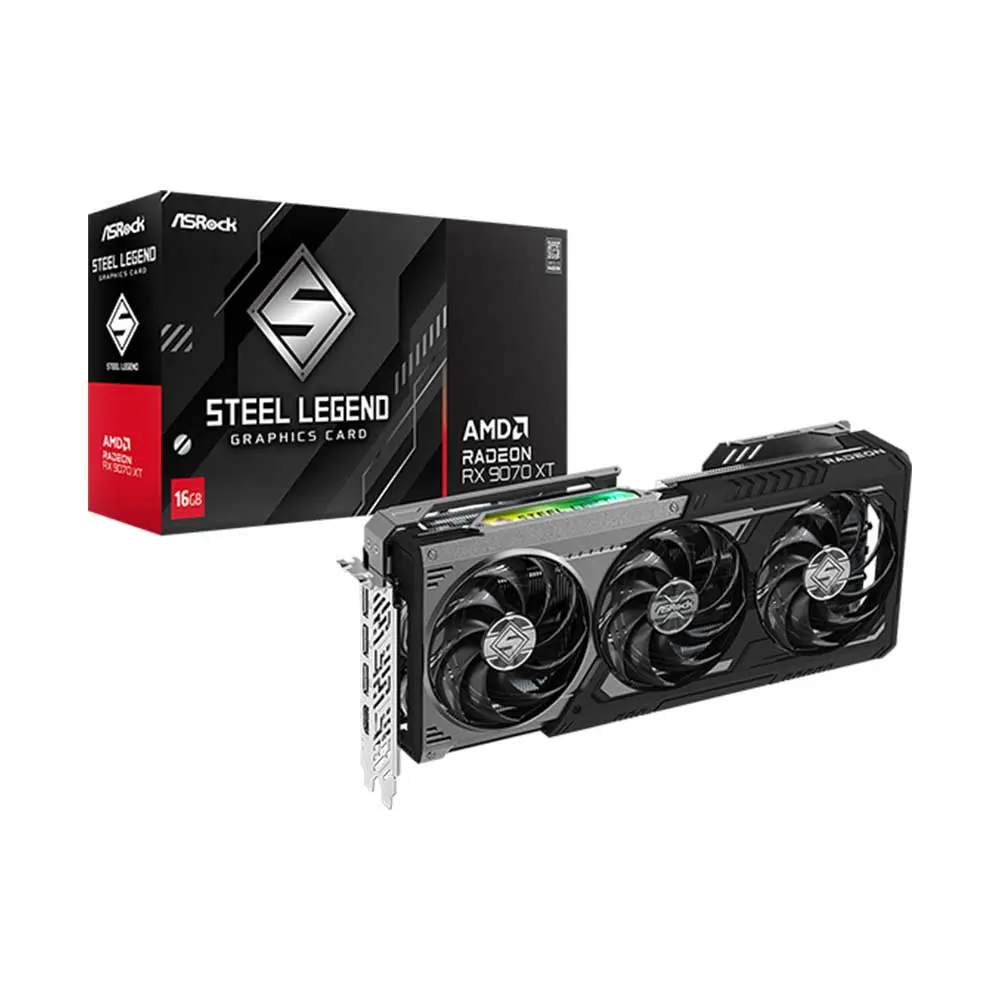 AsRock Radeon RX 9070 XT Steel Legend Dark 16GB GDDR6 Graphics Card (RX9070XT-SLD-16G)