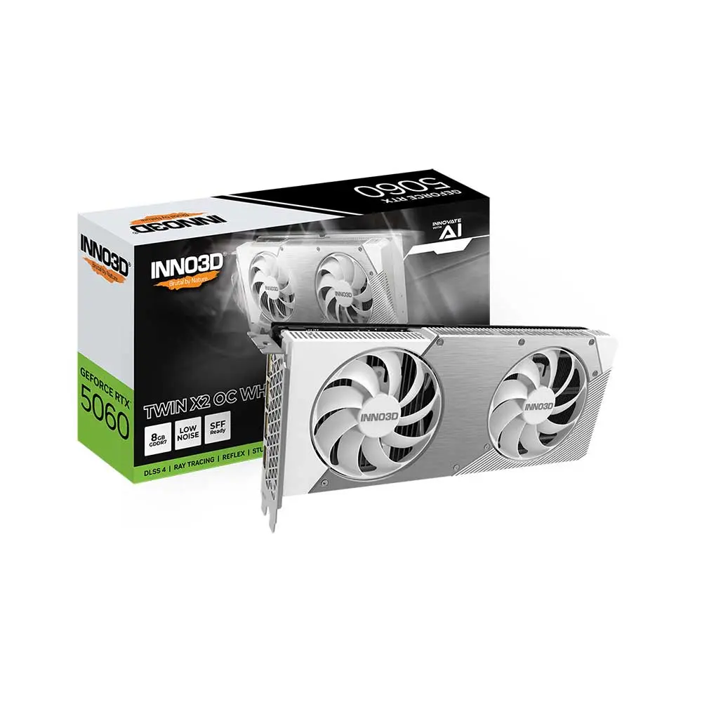 INNO3D RTX 5060 Twin X2 OC White 8Gb GDDR7 Graphics Card (N50602-08D7X-195070W)