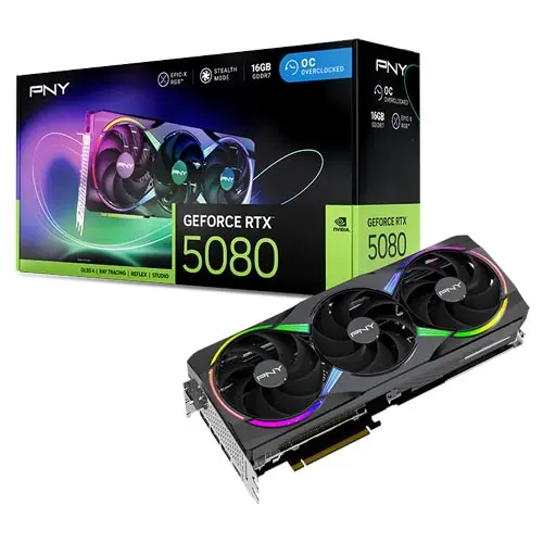PNY RTX 5080 ARGB EPIC-X RGB OC Triple Fan Graphic Card (VCG508016TFXXPB1-O)