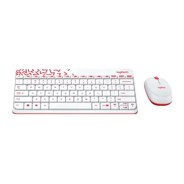 Logitech MK240 Wireless Mouse And Keyboard Combo (White-Red) (920-008201)
