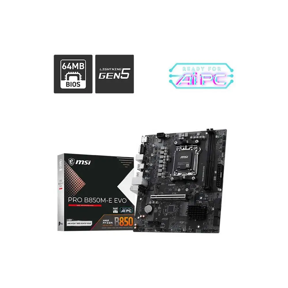 MSI Pro B850M-E EVO AM5 Micro ATX Motherboard