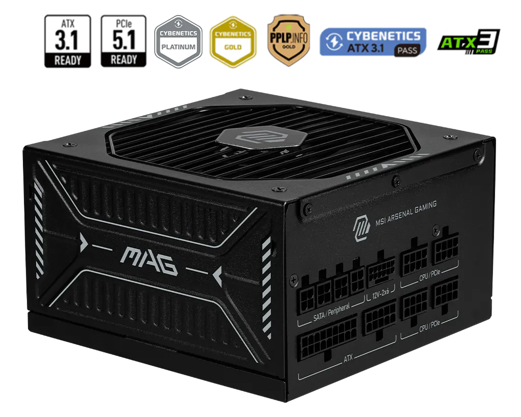 MSI MAG A1000GLS PCIE5 GOLD 1000 WATT ATX 3.1 FULLY MODULAR POWER SUPPLY