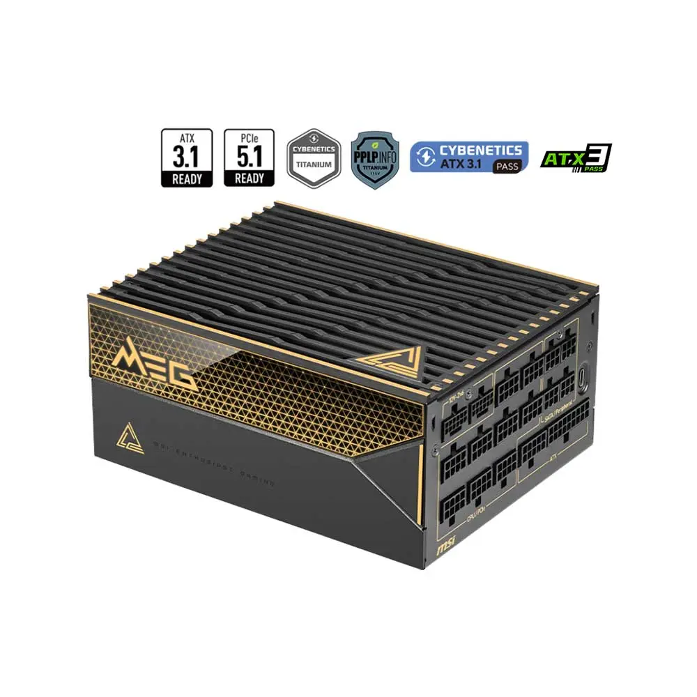 Msi Meg Ai1600T PCIE5 ATX 3.1 FULLY MODULAR 1600 Watt Power Supply